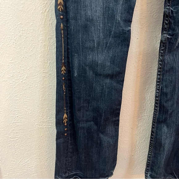 Cowgirl Tuff Women's Boot Cut Jeans - Blue with Gold Accents - Picture 10 of 11